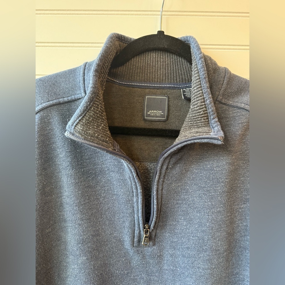 Men’s Arrow blue pullover 1/4 zip sweatshirt, size XL - Picture 3 of 6